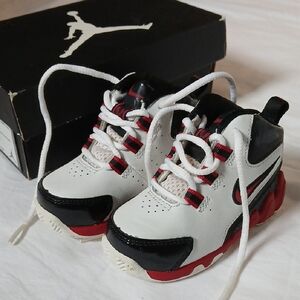 Kids Jordan Sneakers - White, Black, and Red